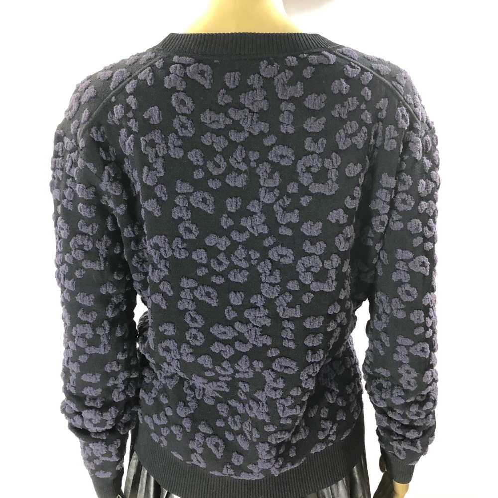 Rebecca Taylor Leopard Print Sweater Large Nylon Blend Chic Pullover - Picture 4 of 7